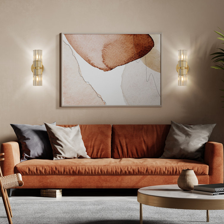Gold Brass Double Light Sconce with Clear Glass Shades