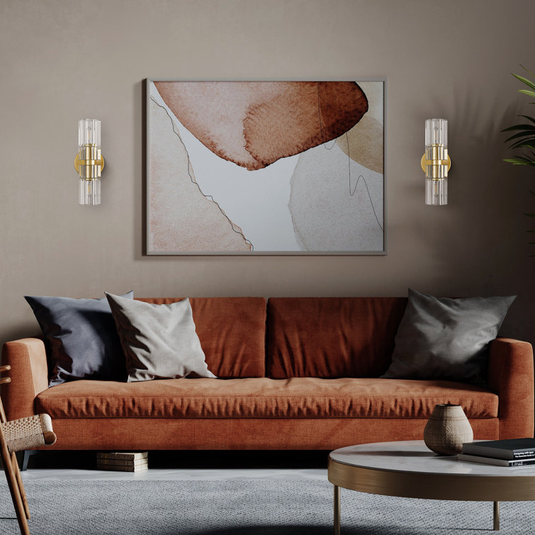 Gold Brass Double Light Sconce with Clear Glass Shades