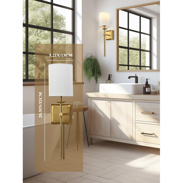 Gold Dimmable Battery Operated Wall Sconce Set with Remote