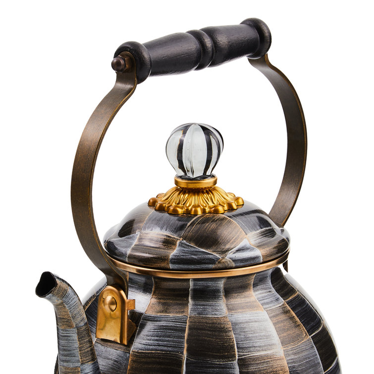 Sophisticheck 2-Quart Gray and Bronze Enameled Tea Kettle