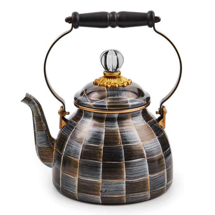 Sophisticheck 2-Quart Gray and Bronze Enameled Tea Kettle