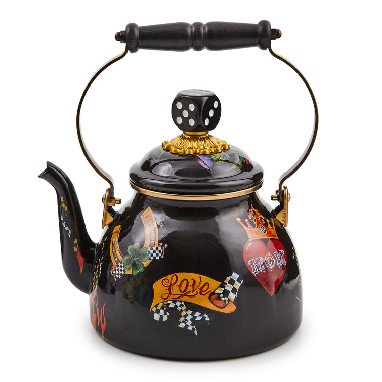 Tattoo 2-Quart Stainless Steel Tea Kettle with Wood Handle