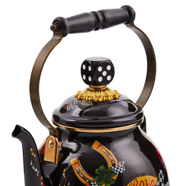Tattoo 2-Quart Stainless Steel Tea Kettle with Wood Handle