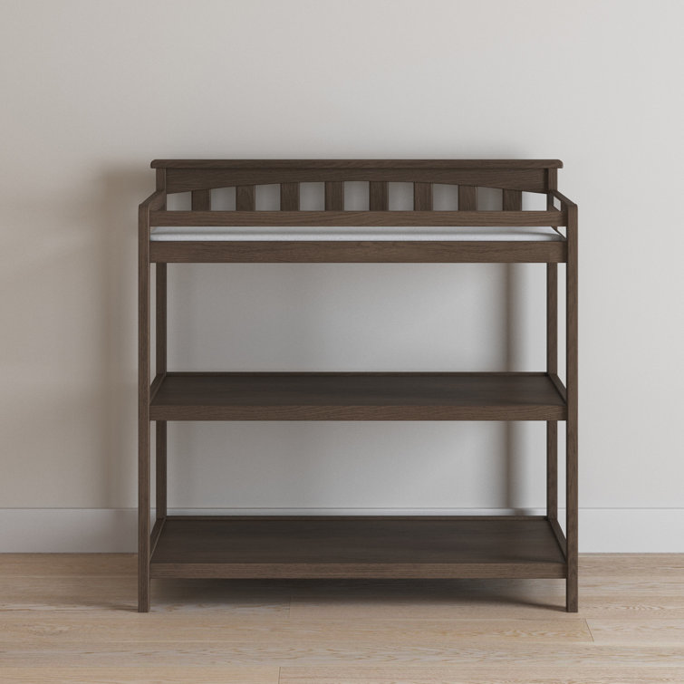 Slate Grey Modern Flat Top Changing Table with Safety Strap