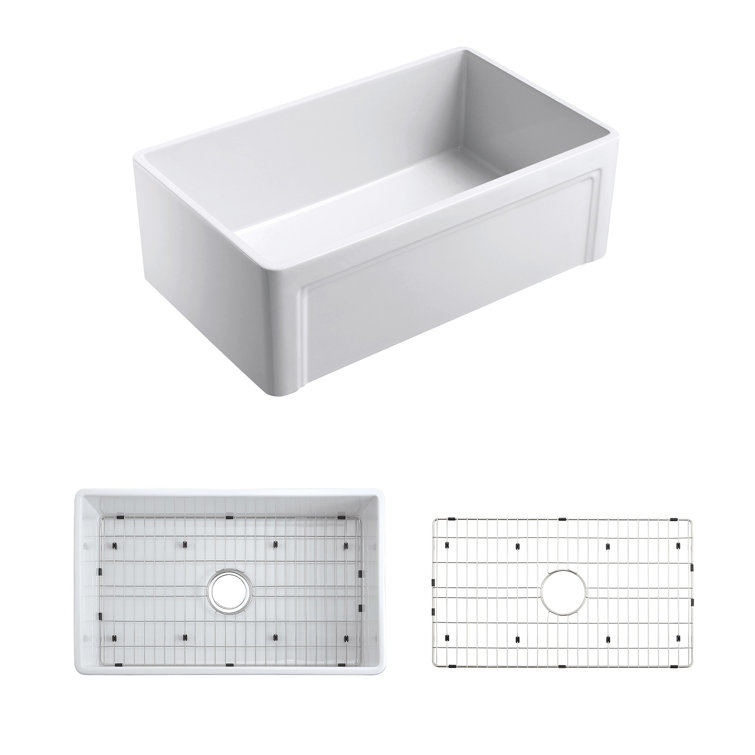 Olde London 33" White Fireclay Farmhouse Kitchen Sink