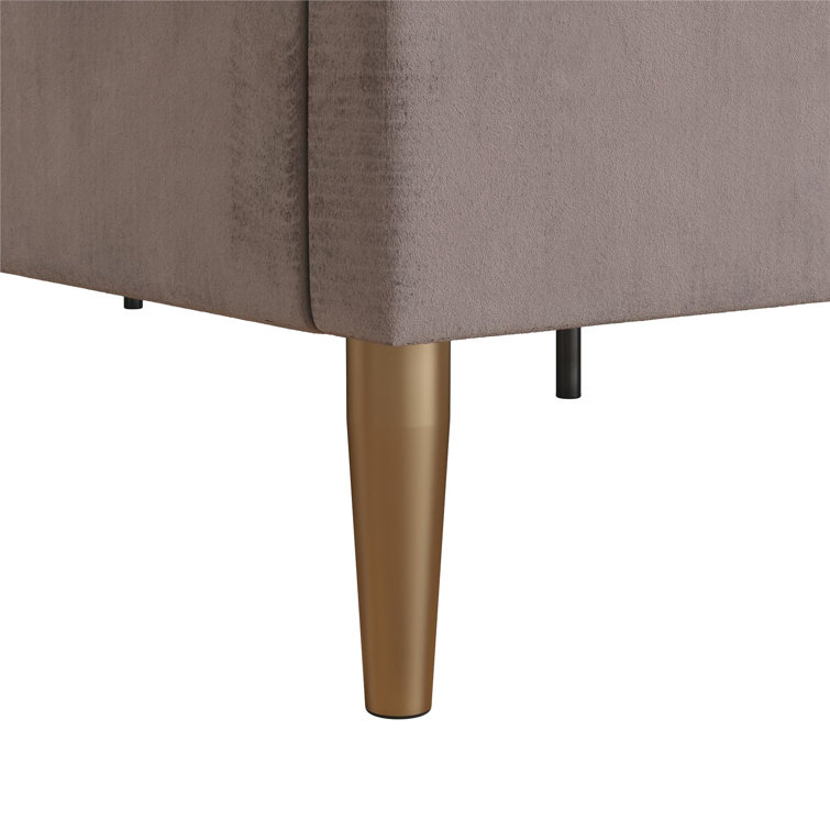 Blush Velvet King Upholstered Bed with Tufted Headboard and Wood Frame
