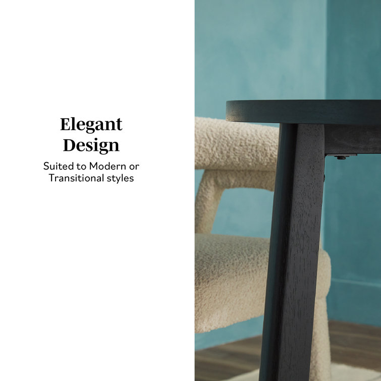 Black Solid Wood Round Dining Table with Geometric Legs