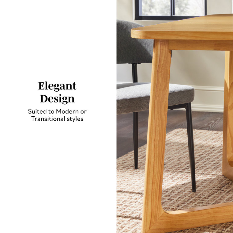 Natural Solid Wood Rectangular Dining Table with Geometric Legs