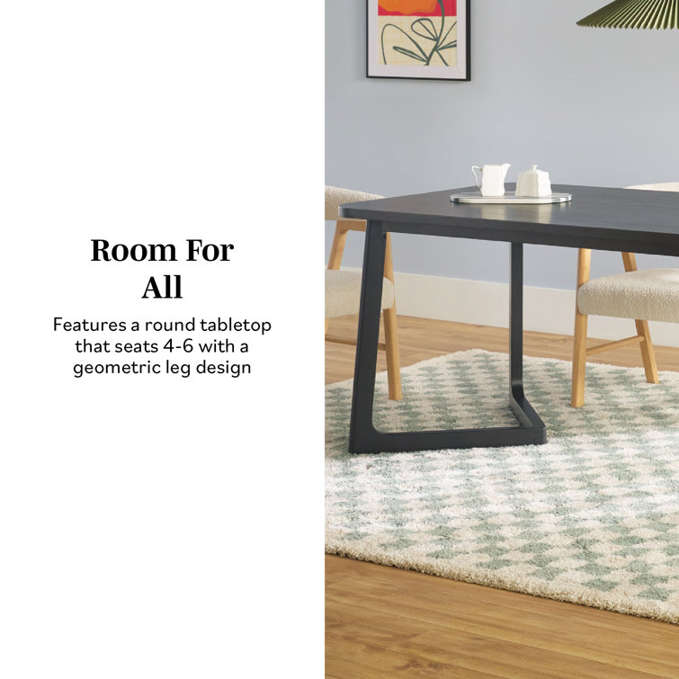 Modern Black Rectangular Wood Dining Table for Six