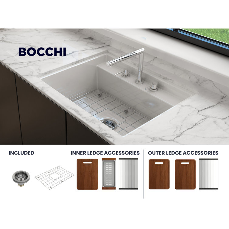 White Fireclay 27-Inch Single Bowl Drop-In Kitchen Sink