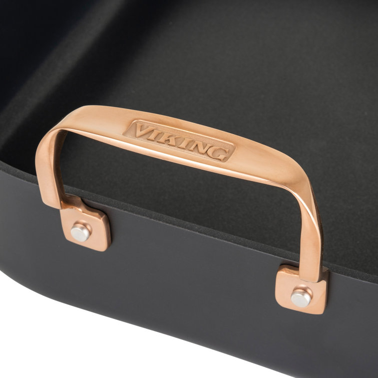 Viking Hard Anodized Roaster with Copper Handles, Rack and 2pc Carving Set