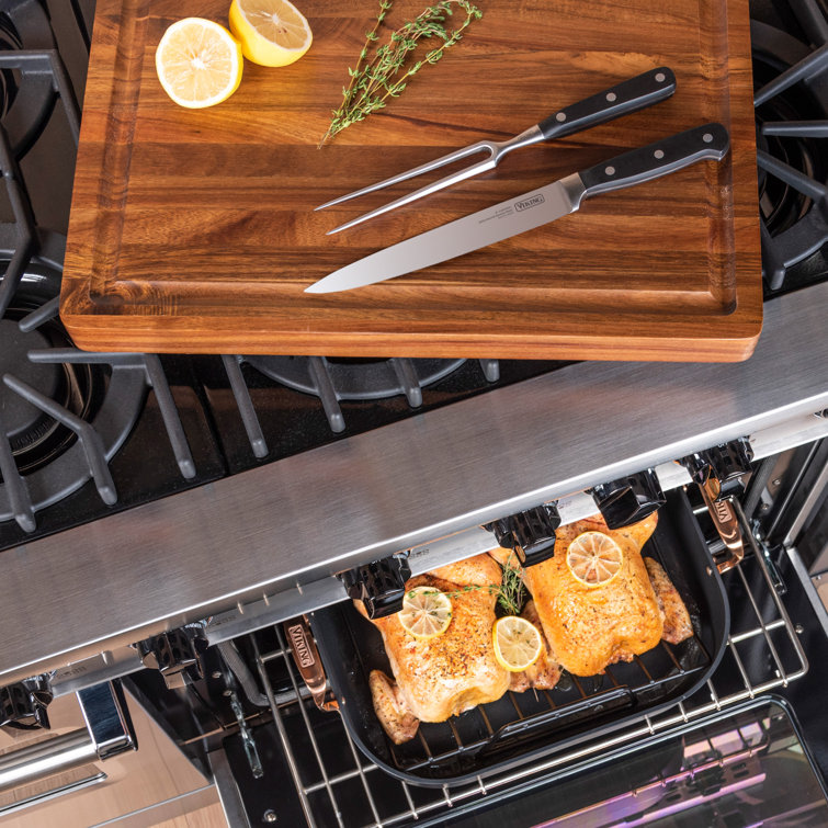 Viking Hard Anodized Roaster with Copper Handles, Rack and 2pc Carving Set