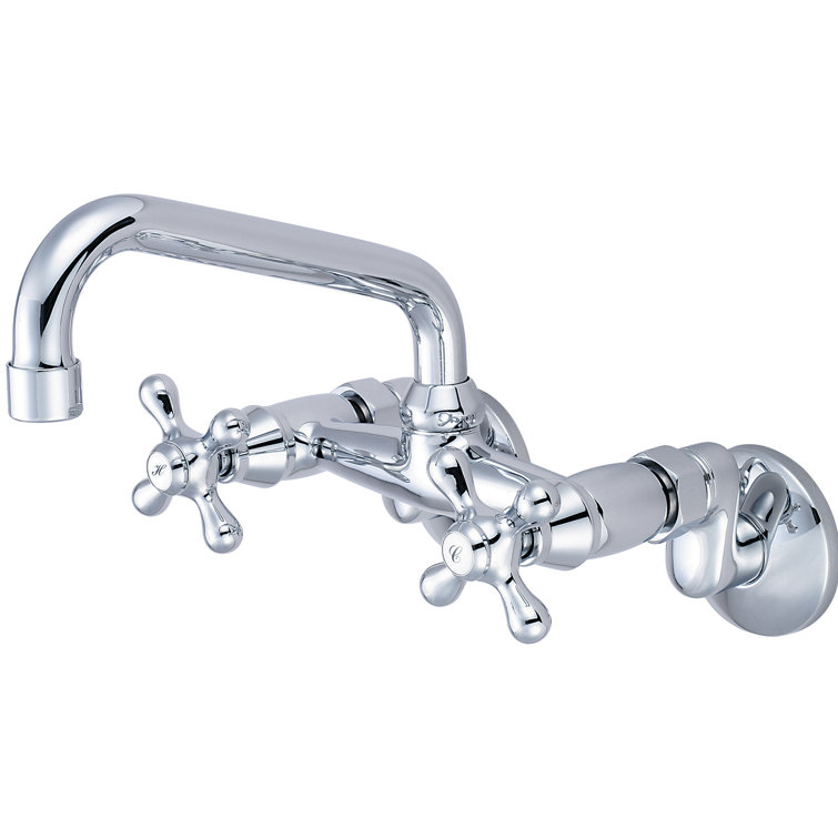 Premium Polished Chrome Double Handle Wall-Mount Kitchen Faucet