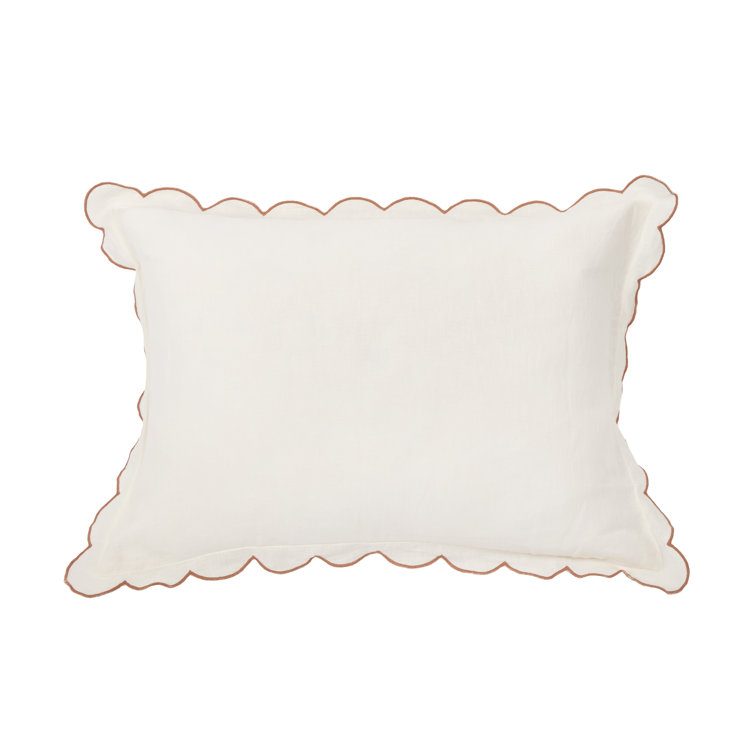 King Cream Linen Sham with Terracotta Embroidery