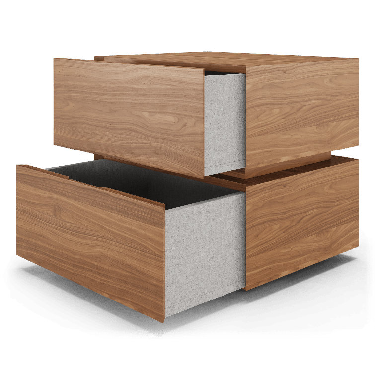 Brookline Walnut 2-Drawer Modern Nightstand