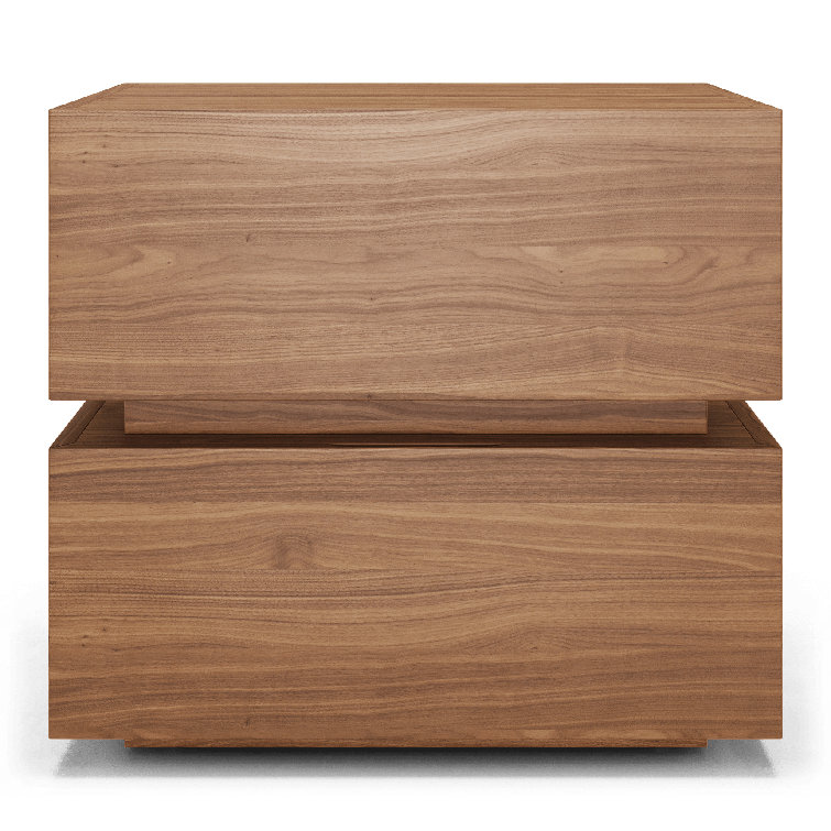 Brookline Walnut 2-Drawer Modern Nightstand
