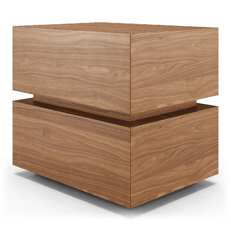 Brookline Walnut 2-Drawer Modern Nightstand