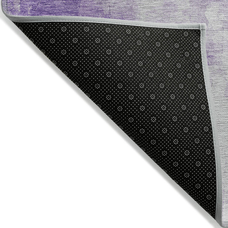 Lavender and Gray Abstract Washable Indoor/Outdoor Rug