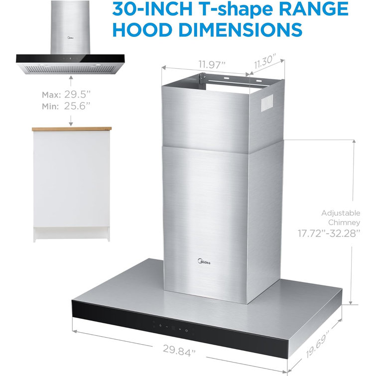 30-Inch Stainless Steel Convertible Wall-Mounted Range Hood with Charcoal Filter