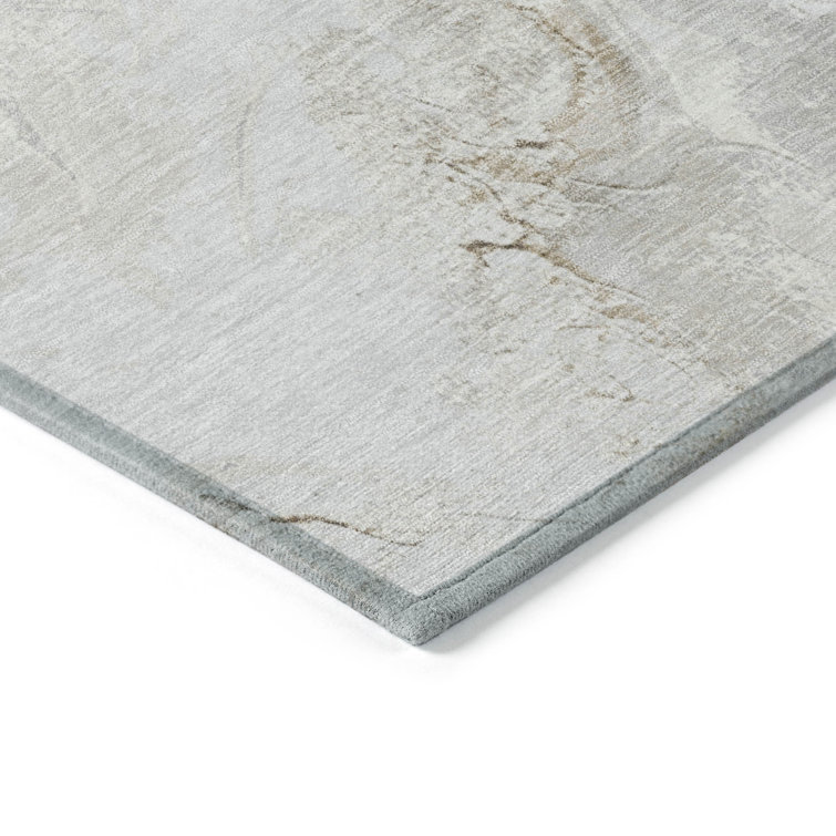 Ivory Abstract Flat Woven Synthetic Washable Rug 3' x 5'