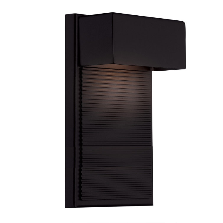 Hiline 12" Black Etched Glass LED Outdoor Wall Light