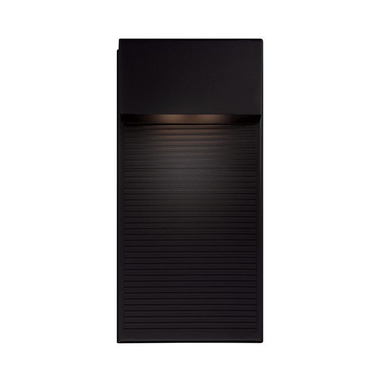 Hiline 12" Black Etched Glass LED Outdoor Wall Light