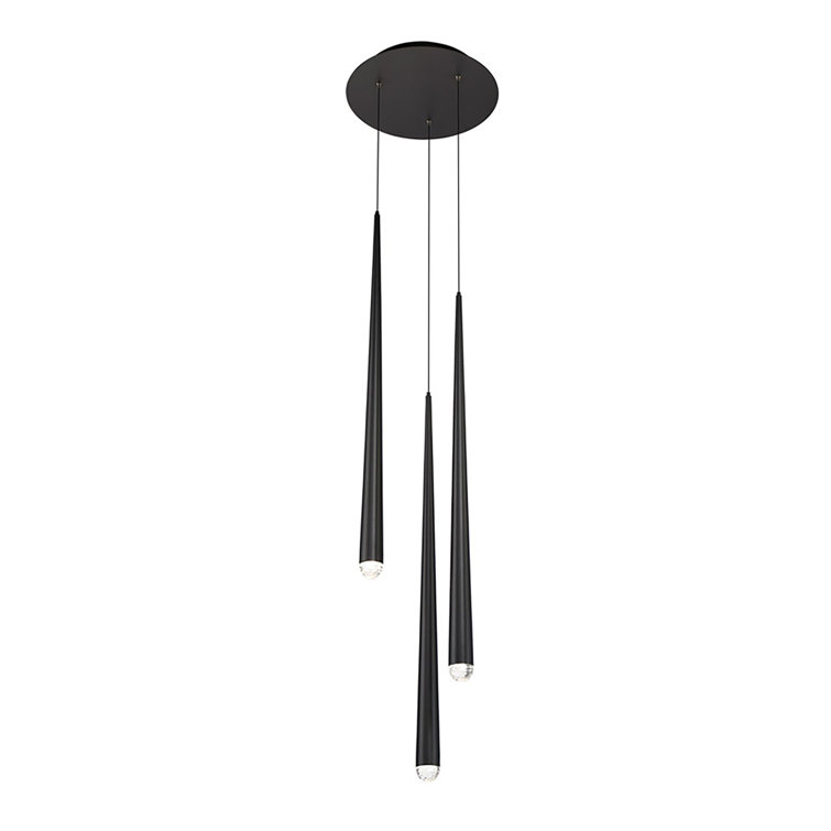 Cascade Frosted Glass 3-Light LED Pendant in Matte Black