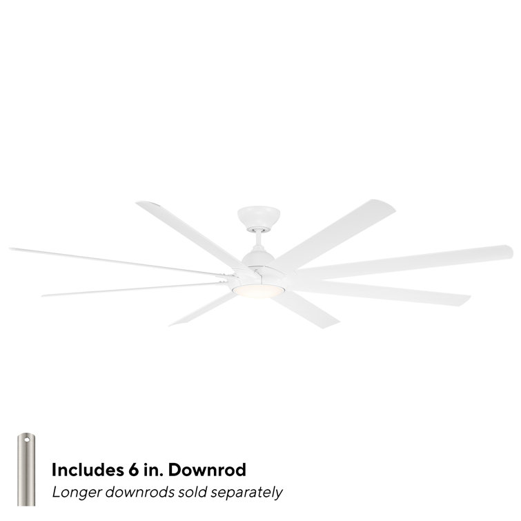 Hydra 96" Matte White Smart Ceiling Fan with LED Light Kit