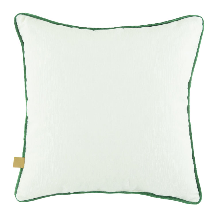 18" White and Green Embroidered Christmas Tree Throw Pillow