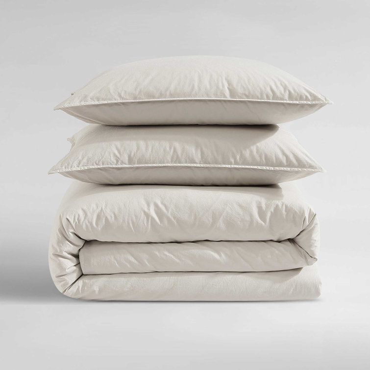 Light Beige Cotton Twin/Twin XL Comforter Set with Shams