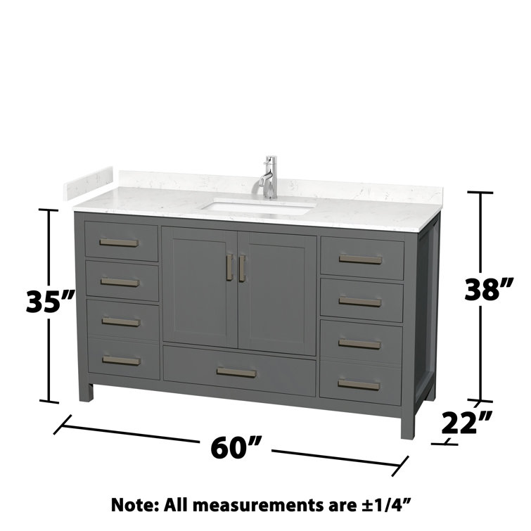 Sheffield 60" Dark Gray Freestanding Single Bathroom Vanity with Marble Top
