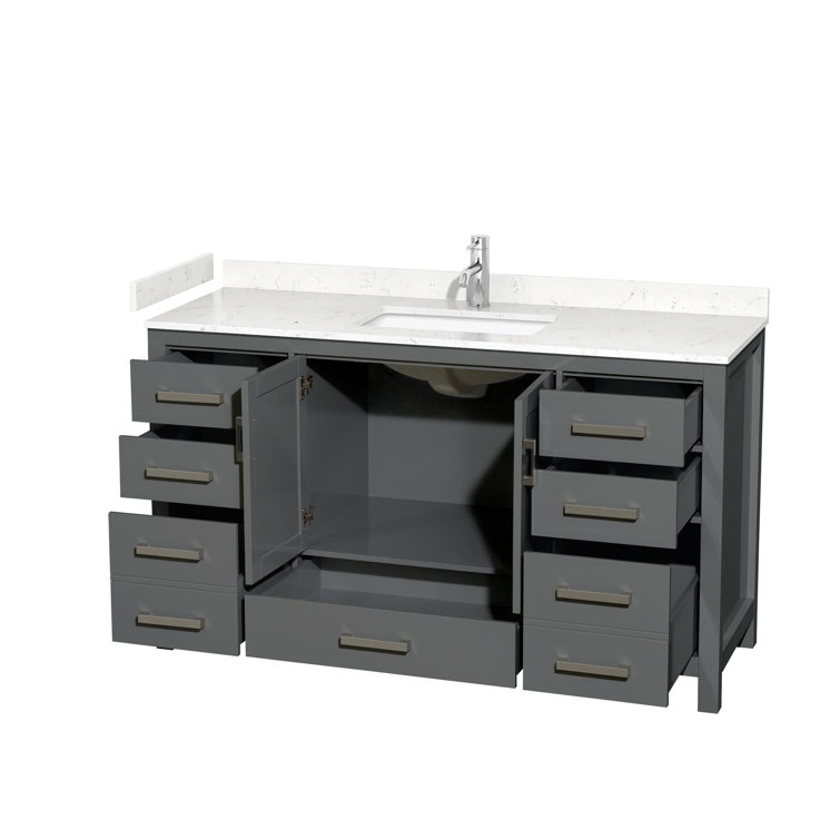 Sheffield 60" Dark Gray Freestanding Single Bathroom Vanity with Marble Top