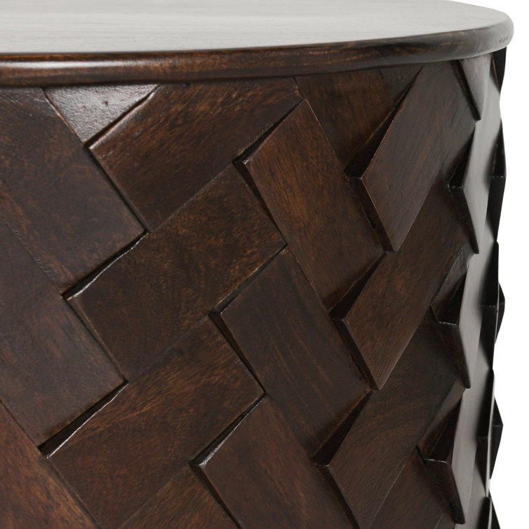 Shira 40" Round Kona Brown Mango Wood Coffee Table with Storage