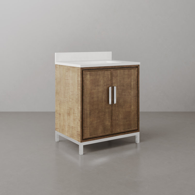 Westin 30" Lustrous Walnut Freestanding Bathroom Vanity with Quartz Top