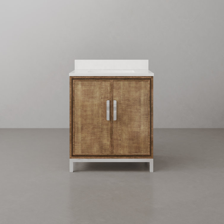 Westin 30" Lustrous Walnut Freestanding Bathroom Vanity with Quartz Top