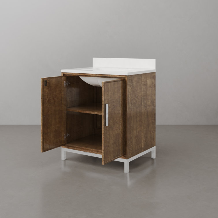 Westin 30" Lustrous Walnut Freestanding Bathroom Vanity with Quartz Top