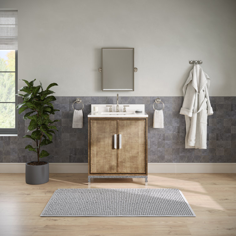 Westin 30" Lustrous Walnut Freestanding Bathroom Vanity with Quartz Top