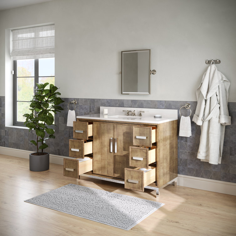 Westin 48" Lustrous Walnut Freestanding Single Bathroom Vanity with Quartz Top