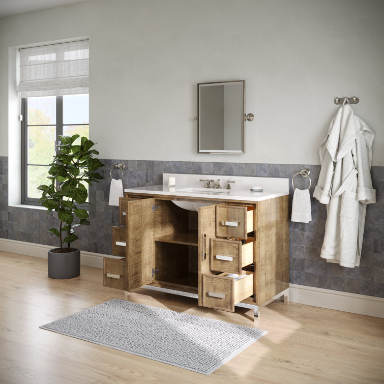 Westin 48" Lustrous Walnut Freestanding Single Bathroom Vanity with Quartz Top