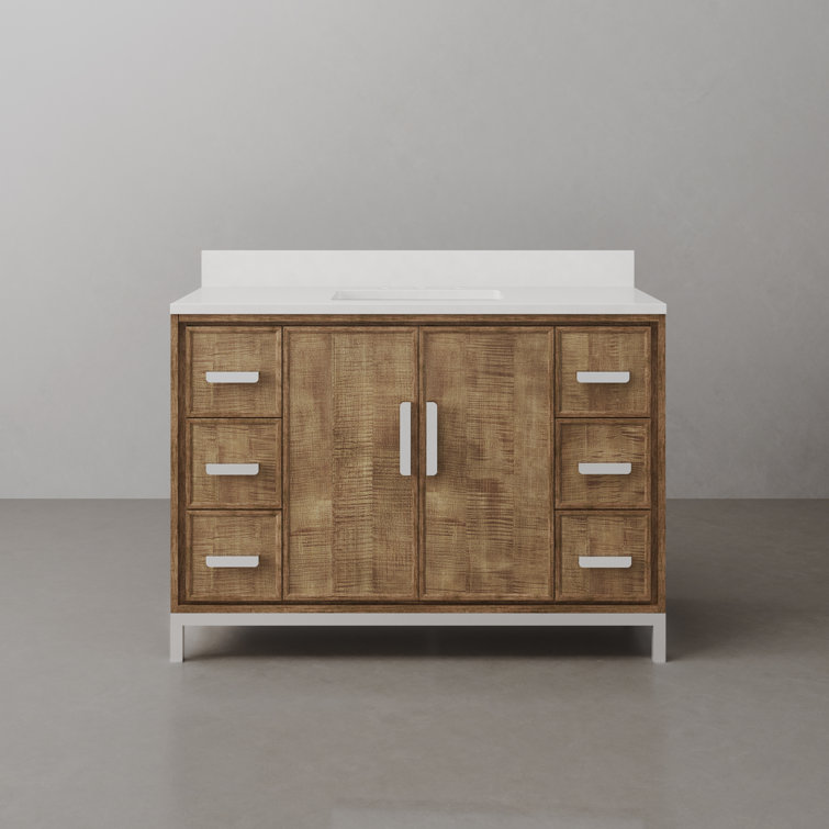 Westin 48" Lustrous Walnut Freestanding Single Bathroom Vanity with Quartz Top