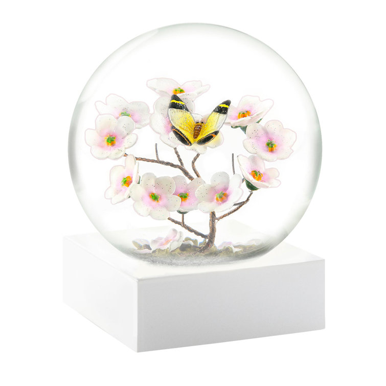Spring Butterfly on Cherry Blossom Branch Snow Globe