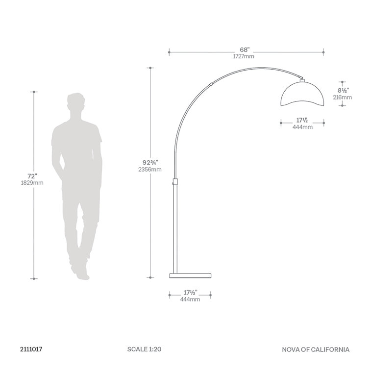 Luna Bella 92" Matte Black and Nickel Arc Floor Lamp