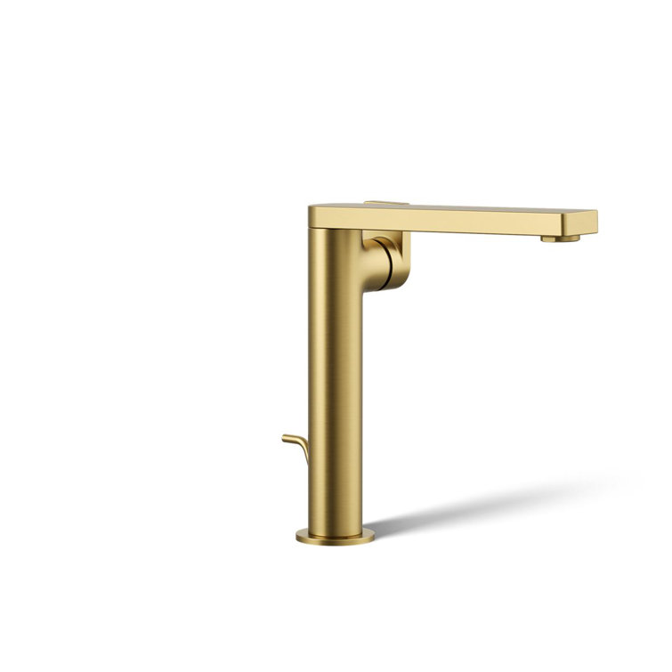 Vibrant Brushed Moderne Brass Single Handle Bathroom Faucet