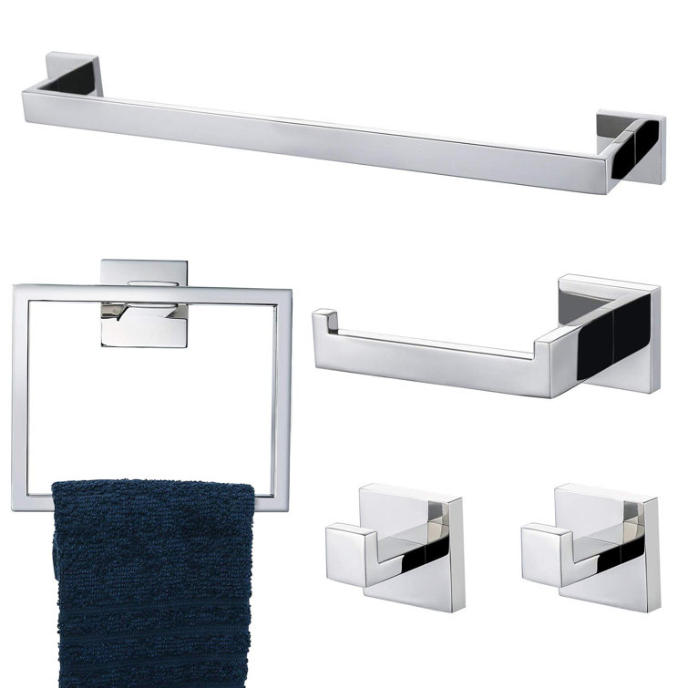 Chrome Stainless Steel Wall-Mounted Bathroom Towel Rack Set
