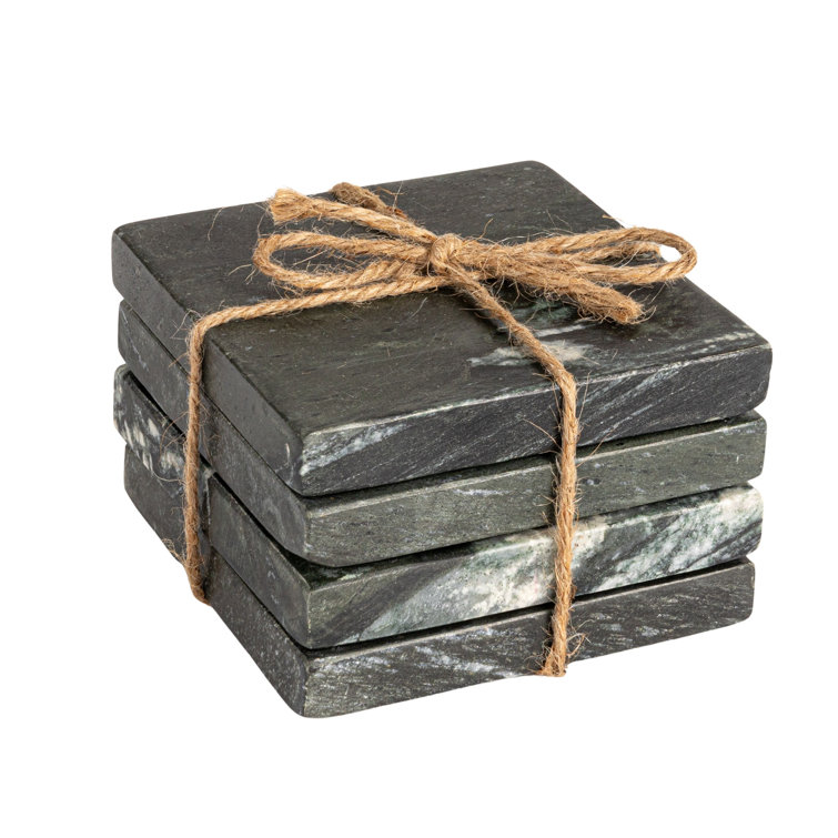 Monochrome Mélange Black and Grey Marble Coaster Set