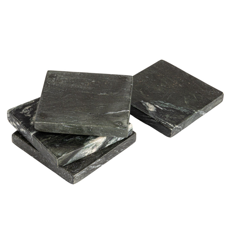 Monochrome Mélange Black and Grey Marble Coaster Set