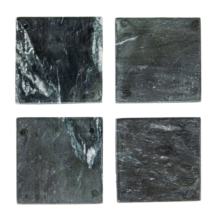 Monochrome Mélange Black and Grey Marble Coaster Set