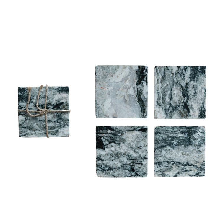 Monochrome Mélange Black and Grey Marble Coaster Set