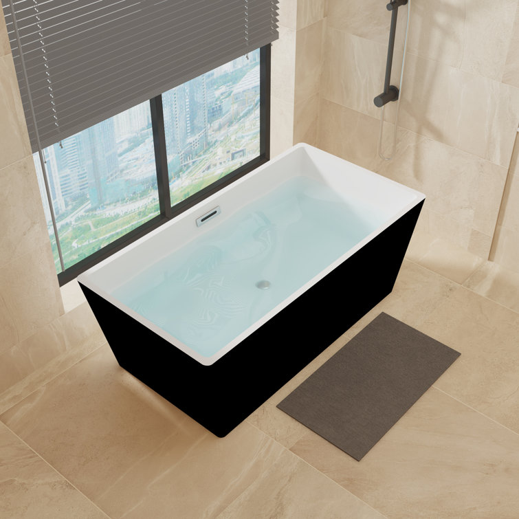KDK Home 59" Black Acrylic Freestanding Bathtub