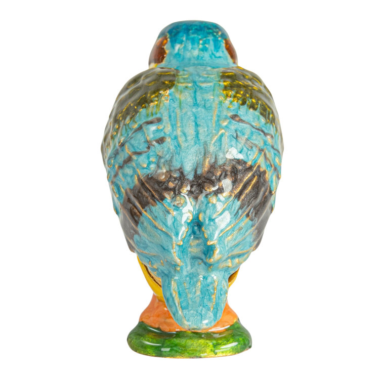 Multicolor Gold Enameled Metal Kingfisher Shaped Trinket Box